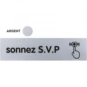 Plaque de porte Sonnez svp - Classique argent 170x45mm - 4321127