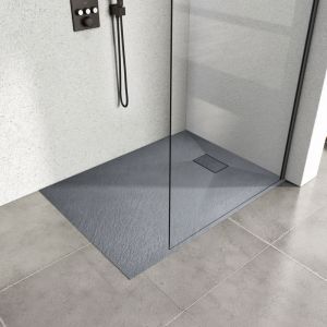 Heilmetz Receveur de douche &agrave; poser 120x90cm Receveur de Douche en Pierre Extra Plat (SMC Mat&eacute;riau) Bac &agrave; Douche Antid&eacute;rapant Gris