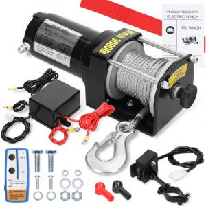 Jeffergarden Treuil &agrave; C&acirc;ble &Eacute;lectrique 12V 3000 LBS Palan &Eacute;lectrique avec T&eacute;l&eacute;commande Sans Fil Treuil-Palan Hauteur de Levage C&acirc;ble Simple 9 m