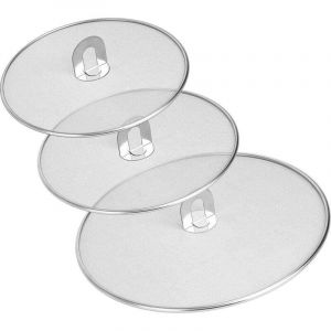 3 Pi&egrave;ces Couvercle Anti Projection, Couvercle Poele Anti Eclaboussure, &Eacute;cran Anti-Projections de Graisse pour Po&ecirc;le, Couvercle de Po&ecirc;le en Acier