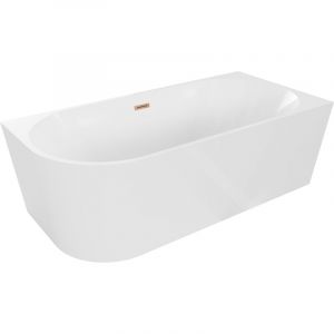 Mexen - Mia baignoire autoportante d'angle droite 160 x 75 cm, blanche, bonde en cuivre brossé - 52691607500P-65
