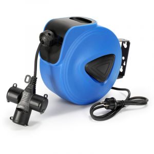 Hengda - swanew enrouleur electrique automatique Enrouleur automatique de câble 20 m boîtier plastique cordon 1,5m pivotable 180° avec 3 prises