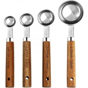 Ensemble de cuill&egrave;res doseuses - Ensemble de cuill&egrave;res doseuses de cuisine empilables, cuill&egrave;res doseuses &agrave; manche en bois pour la p&acirc;tisserie,