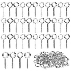 40 Pièces M3 Piton à Visser en Acier Inoxydable 304 Vis Mouton Oeil Rond Auto Taraudeuse Vis à Anneau Crochets à Oeil Boulon à œil Crochets Piton à