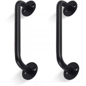 Lot de 2 poign&eacute;es de porte de grange tubulaires - Noir - Barre d'appui pour porte coulissante, porte de garage
