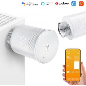 Tete Thermostatique Radiateur Zigbee - 3,0 TRV T&ecirc;te de Vanne de Radiateur - Vanne Thermostatique Connect&eacute;e Programmable - Contr&ocirc;le des applications