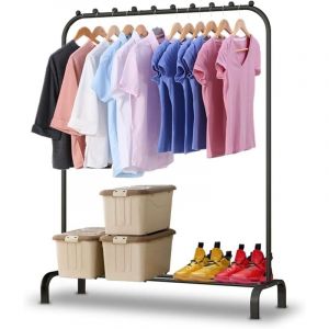 BALLSHOP Portant a Vetement,pour Chambre,110x146x40 cm,Charge 20 kg, Rangement Polyvalent,en M&eacute;tal,avec Support pour &agrave; Chaussures,des Cintres