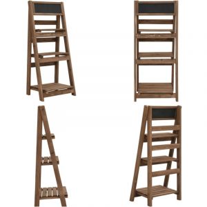 Support &agrave; plantes &agrave; 3 niveaux avec tableau noir 40x30x90 cm Pin - Support Plante - &Eacute;tag&egrave;re Plante - Jardinerie - D&eacute;coration Int&eacute;rieur - Table Noire