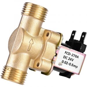 Elprico &Eacute;lectrovanne &eacute;lectrique en Laiton, 1/2 "&eacute;lectrovanne d'eau normalement ferm&eacute;e DC 24V, &eacute;lectrovanne magn&eacute;tique &eacute;lectrique pour Le contr&ocirc;le de