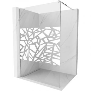 Mexen - Kioto paroi de douche 100 x 200 cm, transparent/Design blanc 8 mm, Chrome - 800-100-101-01-85