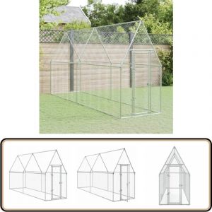 Cage pour poules argenté 400x100x190 cm acier galvanisé - Poulailler - Abri Pour Animaux - Cage Pour Poules - Poule - Canard