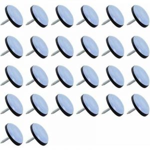 Patins en t&eacute;flon, 26 pi&egrave;ces Patins en t&eacute;flon &Oslash; 25 mm Patins de meubles en t&eacute;flon, patins de meubles professionnels planeurs planeurs avec clous,