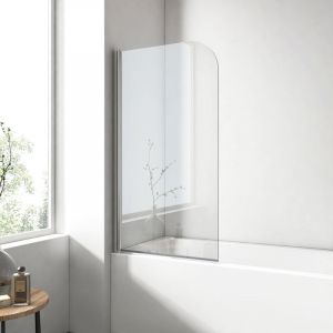 Pare de baignoire en 6 mm verre securit Paroi de douche pour baignoire Revêtement Nano facile à nettoyer - 80 x 140 cm - Emke