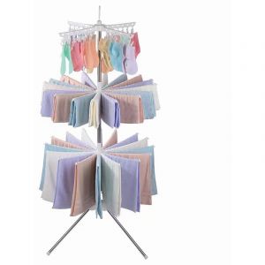 Plastique &Eacute;tendoir &agrave; Linge avec 24 Clips et 32 Bras, Cintre Pliant Style Moderne, Tr&eacute;pied Etendoir &agrave; Linge, pour Chaussettes, sous-V&ecirc;tements, Inserts