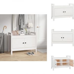 Banc d'entrée Blanc 80x40x60 cm Bois de pin massif - Banc D'entrée - Banc Coffre - Meuble D'entrée - Rangement Intérieur - Banc Design