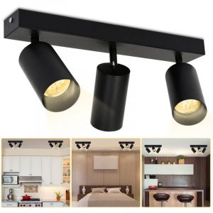 Tolletour - Spot de plafond Plafonnier led tournante pivotante GU10 métal lustre plafond noir Lampe à 3 flammes