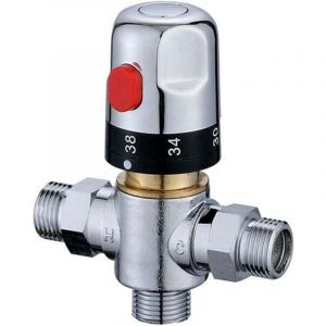 Tuserxln - Mitigeur Thermostatique G1/2 Contrôle de Température de l'eau Régulateur d'eau Froide Chaude pour Système de Douche Laiton Massif Sans
