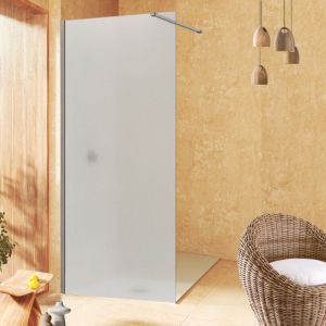 Soulbath - Paroi de douche Walk-In translucide, verre de s&eacute;curit&eacute; mat sabl&eacute; 8 mm anticalcaire, 60 cm de large x 200 cm de haut, profil&eacute; chrome