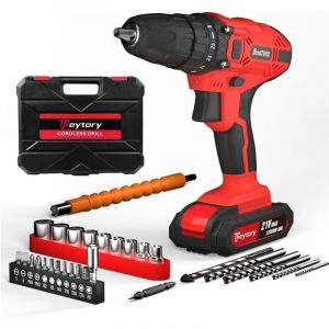 Perceuse Visseuse Sans Fil, 21V Visseuse Devisseuse avec 2 Batteries, 45Nm Perceuse Percussion, 25+1 Réglages de Couple, 10mm Métal Mandrin