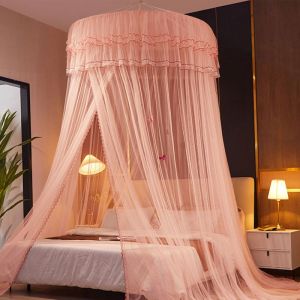 Ciel de lit romantique de princesse pour filles, rideau en voile transparent, moustiquaire ronde en dentelle, 120 x 270 x 1200 cm