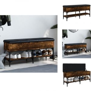 Banc à chaussures chêne fumé 102x32x45 cm bois d'ingénierie - Banc Chaussure - Banc Entrée - Meuble Rangement - Banc Coffre - Organisation Chaussures