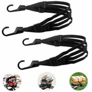 2 Pi&egrave;ces Sangle de Bagage avec Double Crochets pour Moto V&eacute;lo, Porte-Bagages &Eacute;lastique avec Tendeur R&eacute;glable, Tendeur Plat avec Crochets Accessoire