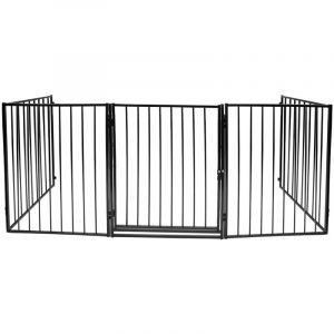 Wolketon Barri&egrave;re Pare feu avec portillon, Barriere de securite enfant-Animaux，304cm panneaux, protection feu chemin&eacute;e