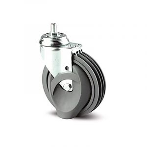 Roulette ESCALATOR pivotante TIGE FILETÉE M12x16 Ø 125 mm Caoutchouc GRIS à ROULEMENT