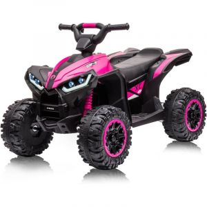 12V Quad Electrique pour Enfants, Voiture Electrique Enfant ATV avec Musique, Klaxon, Phare LED, 83x 53x 56cm Rose