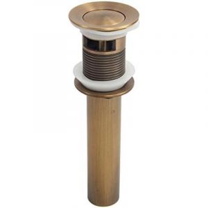 Bouchon de robinet de salle de bain sans trop-plein, Bonde de Vidange Pop-up avec Trop-Plein au Style R&eacute;tro en Laiton Vieilli, Accessoire de Salle de