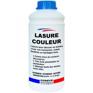 Lasure Bois Couleur - 1 L - Codeve Bois - Jaune - Pour La Protection En Couleurs Déco De Votre Bois Neuf Ou Ancien.