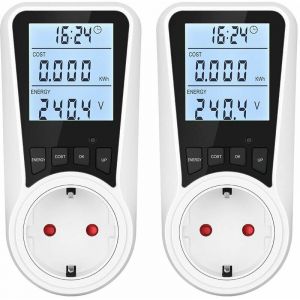 Compteur de puissance pour prise, compteur d'électricité à double tarif, compteur de consommation d'énergie avec écran LCD rétro-éclairé, protection