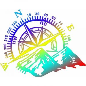 Sticker Boussole Montagne, Vinyle Imperméable Carrosserie Fenêtre Capot Autocollant Voiture Autocollants pour Voiture Véhicule Réfléchissant