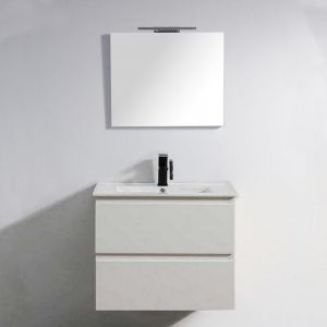 Rue Du Bain - Meuble salle Bain 80 cm blanc avec miroir led - City