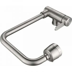 SJQKA-Mitigeur Cuisine Rabattable,robinet Cuisine Rabattable Sous Fenetre Avec 2 Jets, acier inoxydable 304 Robinet &Eacute;vier Pivotant &agrave; 360&deg; (Nickel