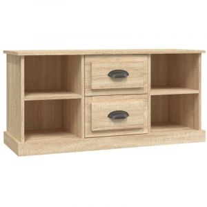 Helloshop26 - Meuble tv multim&eacute;dia &eacute;tag&egrave;re t&eacute;l&eacute;vision buffet t&eacute;l&eacute;viseur salle &agrave; manger salon chambre ch&ecirc;ne sonoma 99,5 x 35,5 x 48 cm bois
