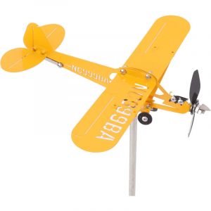Eosnow Girouette d'avion Piper J3 Cub, girouette en m&eacute;tal 3D, indicateur de direction du vent sur le toit ext&eacute;rieur, d&eacute;coration de jardin grande