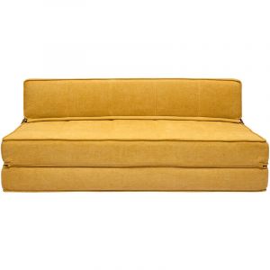 Chauffeuse 2 places convertible en tissu effet velours jaune moutarde katy