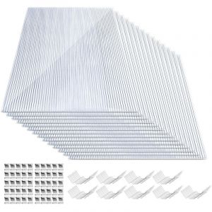 Randaco 28x Plaques de polycarbonate creux 4mm 121x60,5cm 100 clips vitrage serre de jardin 20,5m&sup2; r&eacute;sistant UV double paroi isolante alv&eacute;olaire