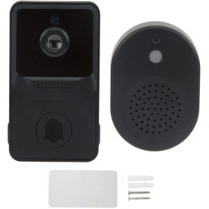 Sonnette sans Fil avec Camra, Sonnette Vido Intelligente WI-FI, Visiophone sans Fil,Audio Bidirectionnel, Alarme Antivol PIR,Carte SD et Stockage