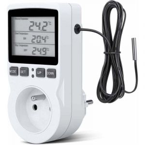Prise Thermostat, Prise Minuteur Digital, Prise Programmable Digitale avec Sonde, Minuterie Num&eacute;rique Programmable, Prise Thermostat chauffage pour