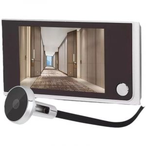 Sonnette de Porte Num&eacute;rique LCD avec Cam&eacute;ra &OElig;il-de-B&oelig;uf Infrarouge, Installation Facile, Fonctionne sur Batterie, Vision Grand Angle pour Faible