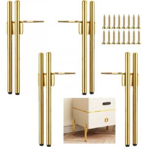 4 Furniture Legs Gold Metal Design, Replacement Sofa Legs Chic Elegant Legs for Coffee Table 15 cm TV Cabinet, Bathroom Cabinet, Floor