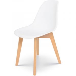 Kosmi - copie de Chaise style scandinave mod&egrave;le gabby - Coque en r&eacute;sine blanche et pieds en bois naturel