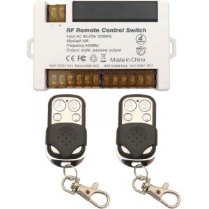 Commutateur &agrave; distance de Relais sans Fil &agrave; 4 Canaux 433MHz T&eacute;l&eacute;commande RF AC 230 220V 10A R&eacute;cepteur de Relais avec porte-cl&eacute;s &agrave; 2 &Eacute;metteurs, Grand