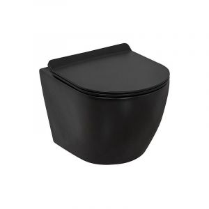 Combi-Pack Arax wc suspendu avec Silent Flush 370x370x485mm + abattant wc noir mat