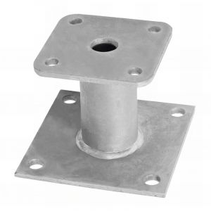 Pied de poteau avec platine type PP-150 (A x B x C x D x &eacute;p) 150 x 90 x 80 x 42 x 4,0 mm - AL-PP150 - Alsafix