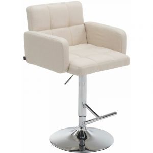 Tabouret de fauteuil avec siège rembourré et matelassé en différentes couleurs tissu colore : Crème