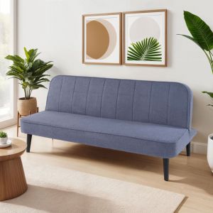 M&s - Banquette 3 places clic-clac en tissu bouclette bleu - sherpa
