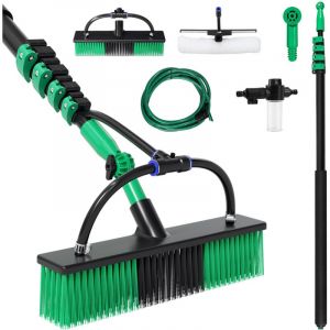Hengda - swanew Brosse de lavage manche télescopique 3.6/4.8m de long, balai avec arrivée d'eau, pour le nettoyage des dalles de terrasse, des